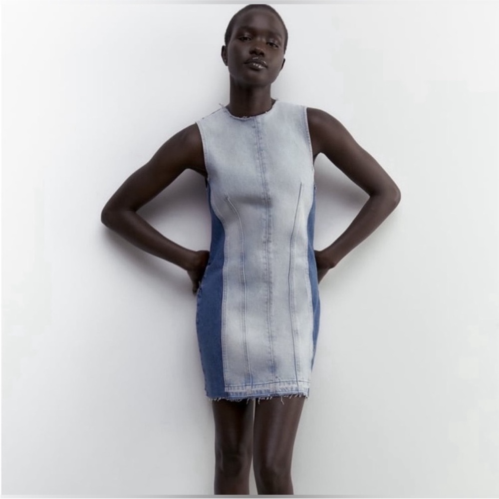 Zara | TRF PATCHWORK DENIM DRESS